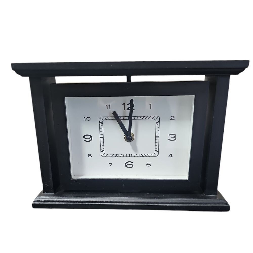Melannco Elegant Black Clock‎ Picture Frame Modern Design Tabletop Timepiece